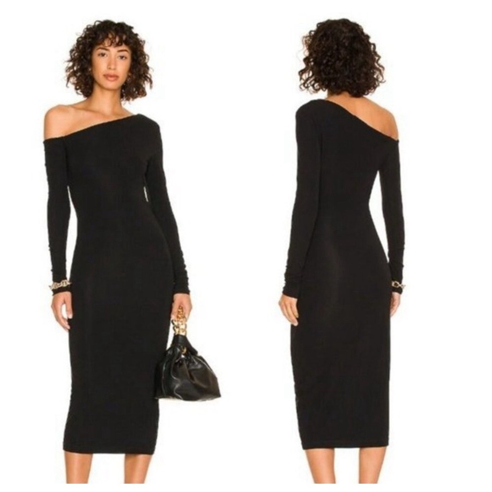 Weekend Stories Revolve Serilda Long Sleeve Black Midi Dress Sz XL NWT